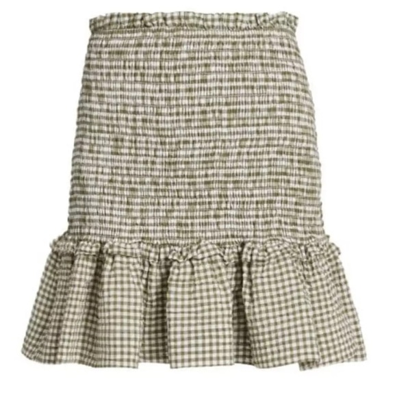 NWOT VERONICA BEARD Jeans Aloya Smocked Cotton Blend Miniskirt Large Gingham XS - Picture 3 of 7